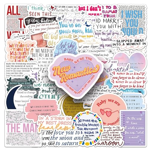 QUTA Pop Music Stickers, 50PCS Lyrics Decals, Waterproof Vinyl Stickers for Laptop, Water Bottle, Phone - Kawaii Durable Cute Aesthetic Decals, DIY Crafts for Scrapbooking, Journaling. Lyrc