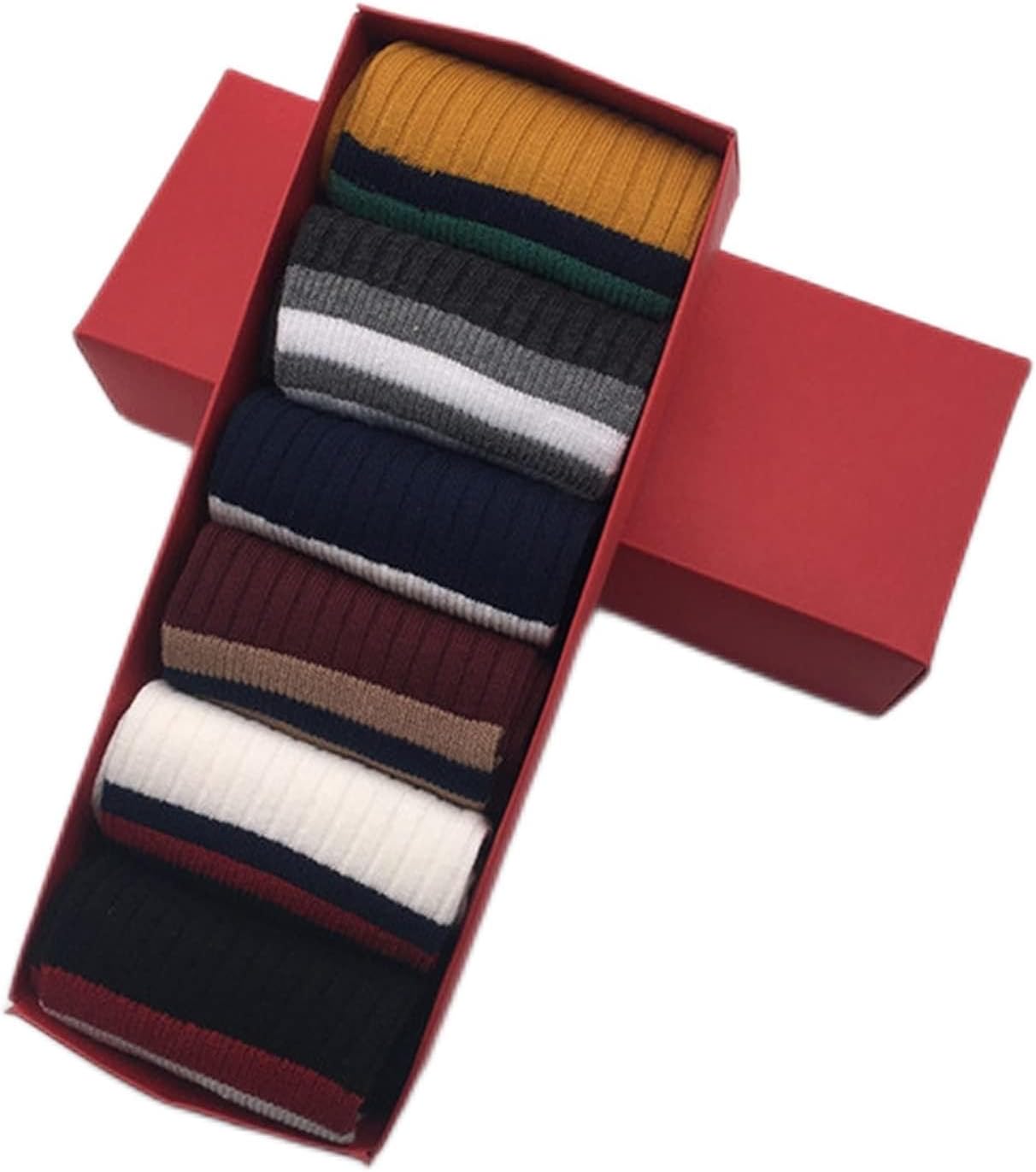 [WSEDXYCY] 秋冬のコットンダブルニードルストライプロングソックス