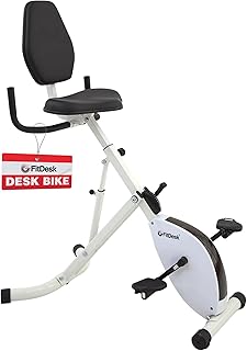 FitDesk Standing Desk Bike - Height Adjustable with 8 Level Resistance and Easy to Read Digital Performance Meter - Foldab...