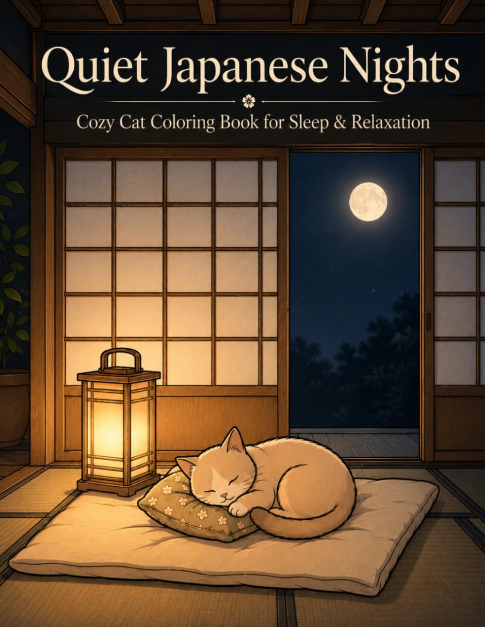 Rainy Japanese Nights: Cozy Cat Coloring Book for Adults Who Need Sleep, Stress Relief & Quiet Bedtime Relaxation