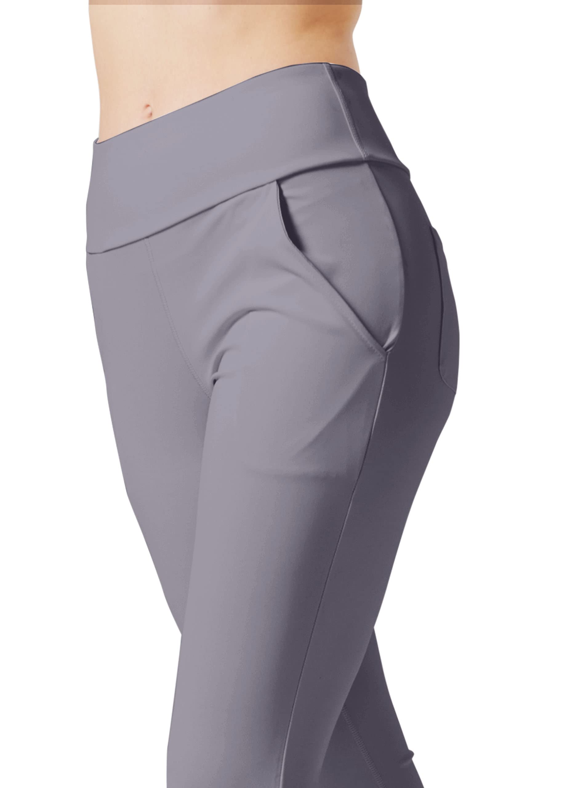 LaiEr Pantaloni da Yoga da Donna con 4 Tasche Pantaloni da Lavoro a Vita Alta 4 Vie Stretch Controllo Pancia Pantaloni Lunghi Svasati, (2 Tasche Laterali e Posteriori),