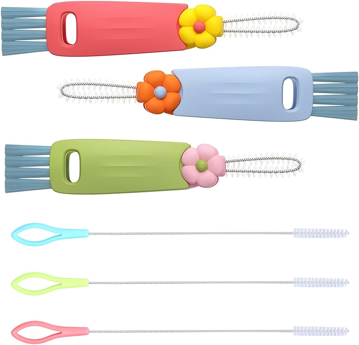 Tuxihapp 3 in 1 Cup Lid Cleaning Brush Set – Portable Straw Cleaner Tool Car Crevice Cleaner Brush Set for Bottle Gap Tight Spaces – Multifunctional Car Cleaning Brushes Cup Mouth Scrubber (1Set)