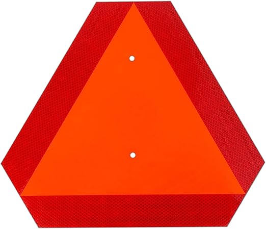 Slow Moving Vehicle Sign Plastic Safety Triangle Road Sign with Reflective,14"x16" Up to 7 Years Outdoor for Golf Cart Tractor UTV