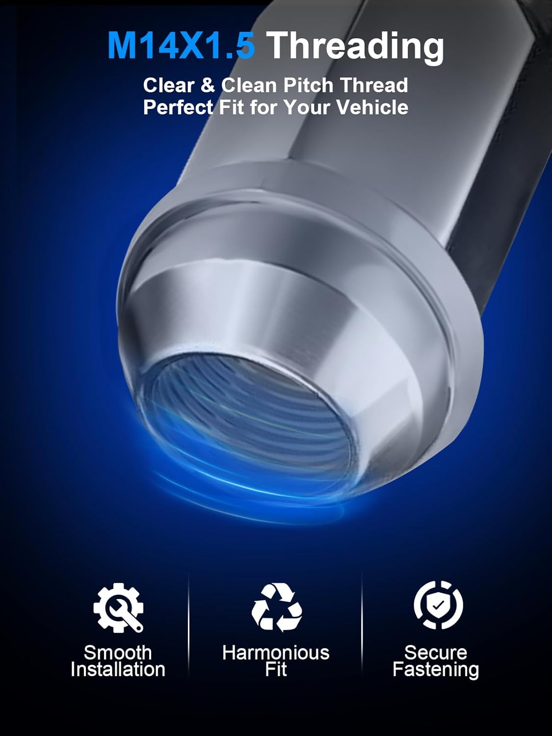 24pcs M14x1.5 Lug Nuts - Compatible with 2015-2023 Ford F150, Expedition, Lincoln Navigator, 2017-2023 Tesla Model 3 One-Piece Design Factory Chrome Wheel Nut Set