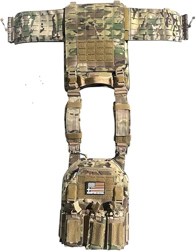 Miniatura 4 de Crusader 2.0 Tactical Molle - Chaleco táctico con hebillas de liberación rápida con bolsas laterales y bolsa triple para mag