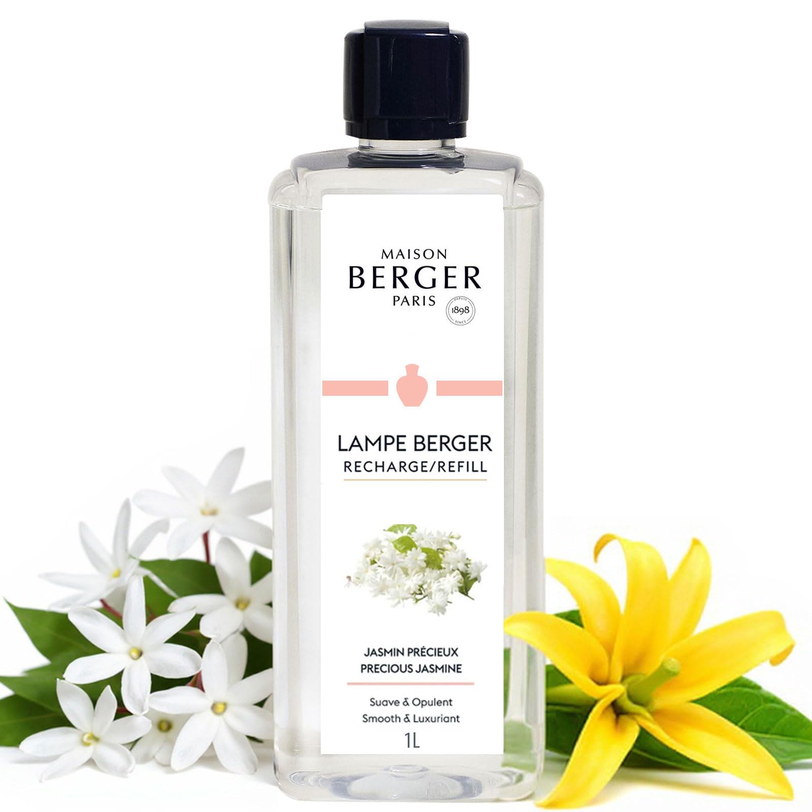 Maison Berger Precious Jasmine Lamp Berger Fragrance Refill, 1 Liter – 2-In-1 Catalytic System, Neutralizes Odours Then Diffuses Fragrance, Radiant White Jasmine With A Soft Powdery Trail