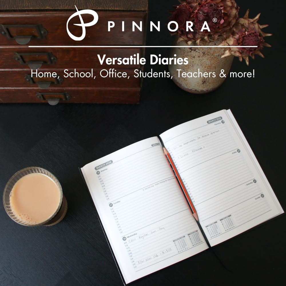 Pinnora A5 Pink Academic Diary 2026-2027 Week to View, Hard Cover, August, July Dated Academic Planner - Image 2
