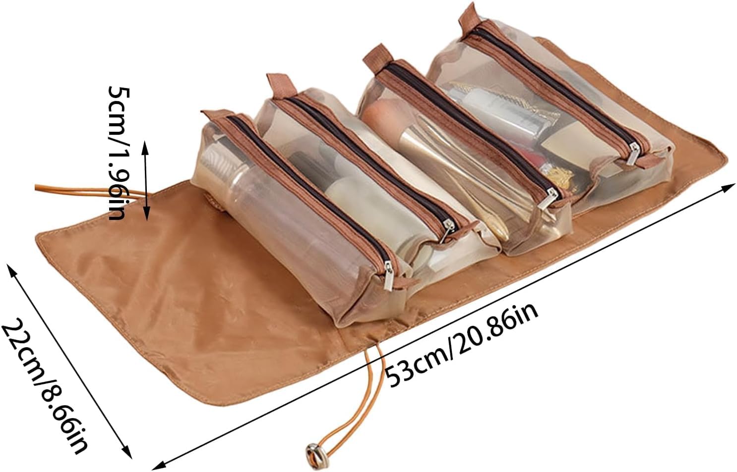 DME SALES Nylon 4 in 1 Travel Toiletry Makeup Cosmetic Organizer Pouch Bag Travel Storage Organizer Bags Pouches Kit for Men and Women Makeup Essentials Bag HB-1 (Brown) 3