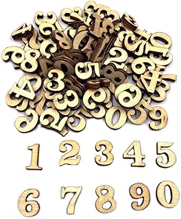 Aliotech 100Pcs 0.6inch Natural Wooden Numbers for DIY Crafts