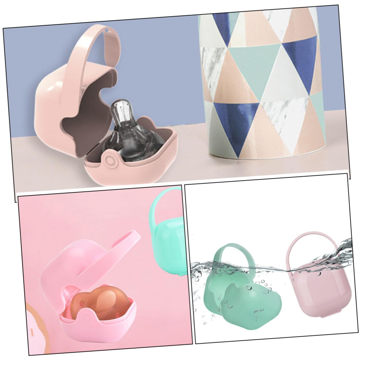 Kisangel 8pcs Portable Pacifier Holder Case Storage Box Pp Material Travel Pacifier Organizer for Newborns and Infants, Set (Pink, Blue, Purple, Green)