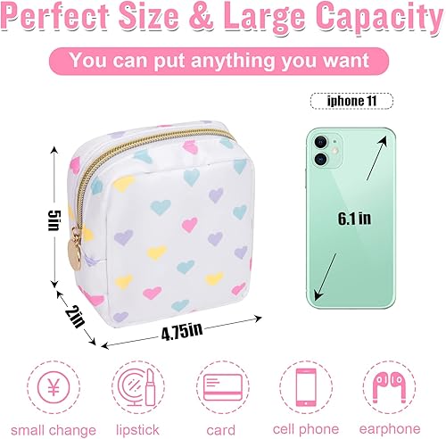 Miniatura 2 de izuzta Nylon Lager Pequeño Slim Mini Maquillaje Bolsa Organizador, Corazón blanco, Viajes