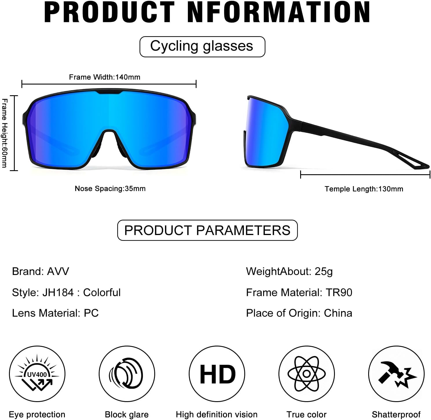 AVV Polarized Sunglasses Cycling Glasses Sports Sunglasses for Men Women | UV Protection,Lightweight TR90,Anti Glare,Anti-slip Adjustable Bridge,Outdoor Sports Sunglasses for Baseball Running Hiking