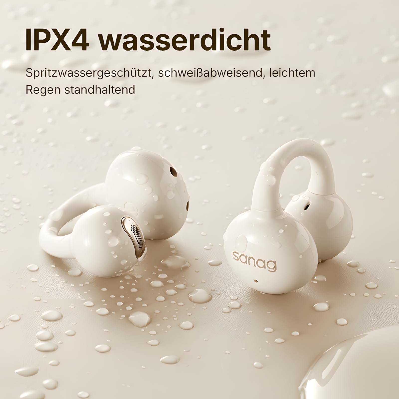 SANAG Open Ear Kopfhörer, Bluetooth 5.4 Sport Kopfhörer mit 50 Std. Spielzeit, Clip on Kopfhörer Bequem & Sicherer Halt, Luftleitung Kabellos, IPX4 Wasserdicht, Headset für Laufen & Fitness
