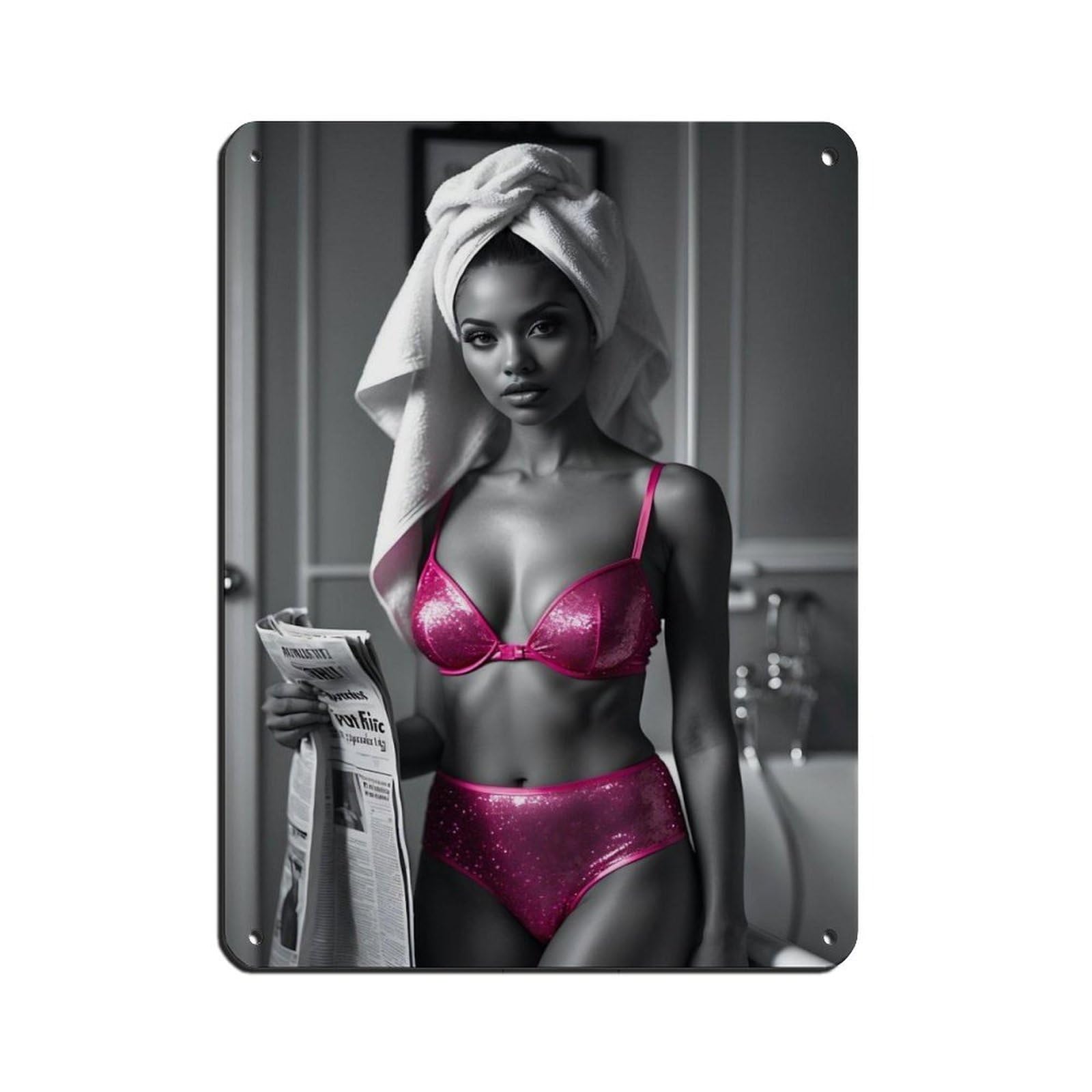Pink Lingerie Boudoir Decor Tin Sign Vintage Metal Pub Club Cafe Bar Home Wall Art Decoration Poster Retro 12x16inch(30x40cm)
