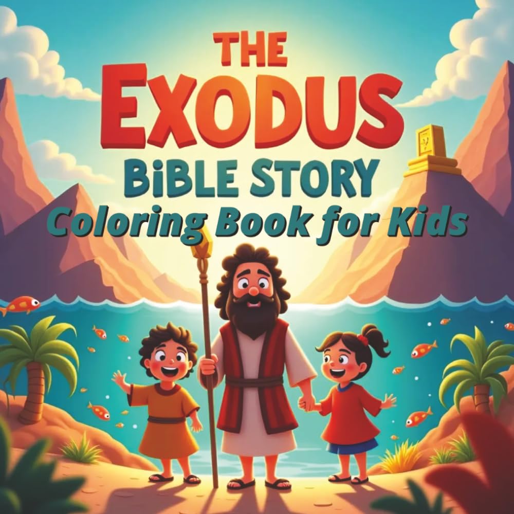 The Exodus Bible Story Coloring Book for Kids: 50 Pages of Moses, Ten Plagues, Red Sea Crossing & Wilderness Journey Activities: Fun Biblical Coloring Pages with Detailed Illustrations for Children
