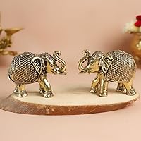 The Spiritual Living Elephant Statue for Good Luck | 2.5 Inch - Set of 2 | Small Elephant Showpiece | Idol | Vastu and...