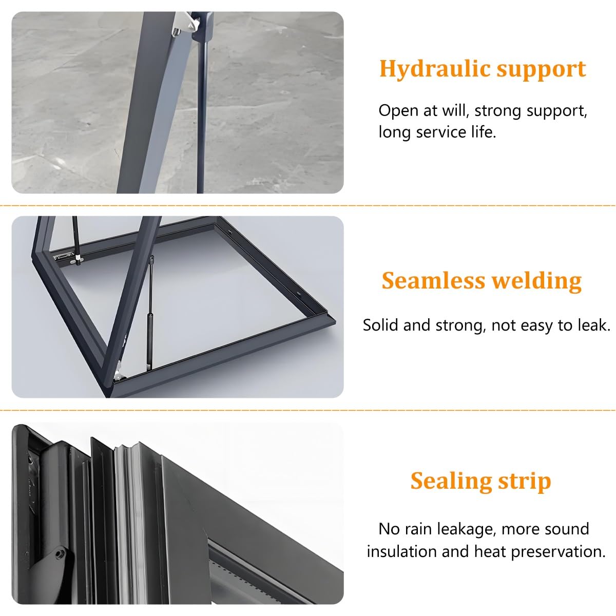 Ventanas De Techo Para Casa, Trampilla De Techo Con Vidrio Reforzado, Ventana De Aluminio Con Película Solar Y Guantes, Claraboya Personalizable Para Áticos, Solarios Y Sótanos(LxW 50x55cm/19.7x21.7in