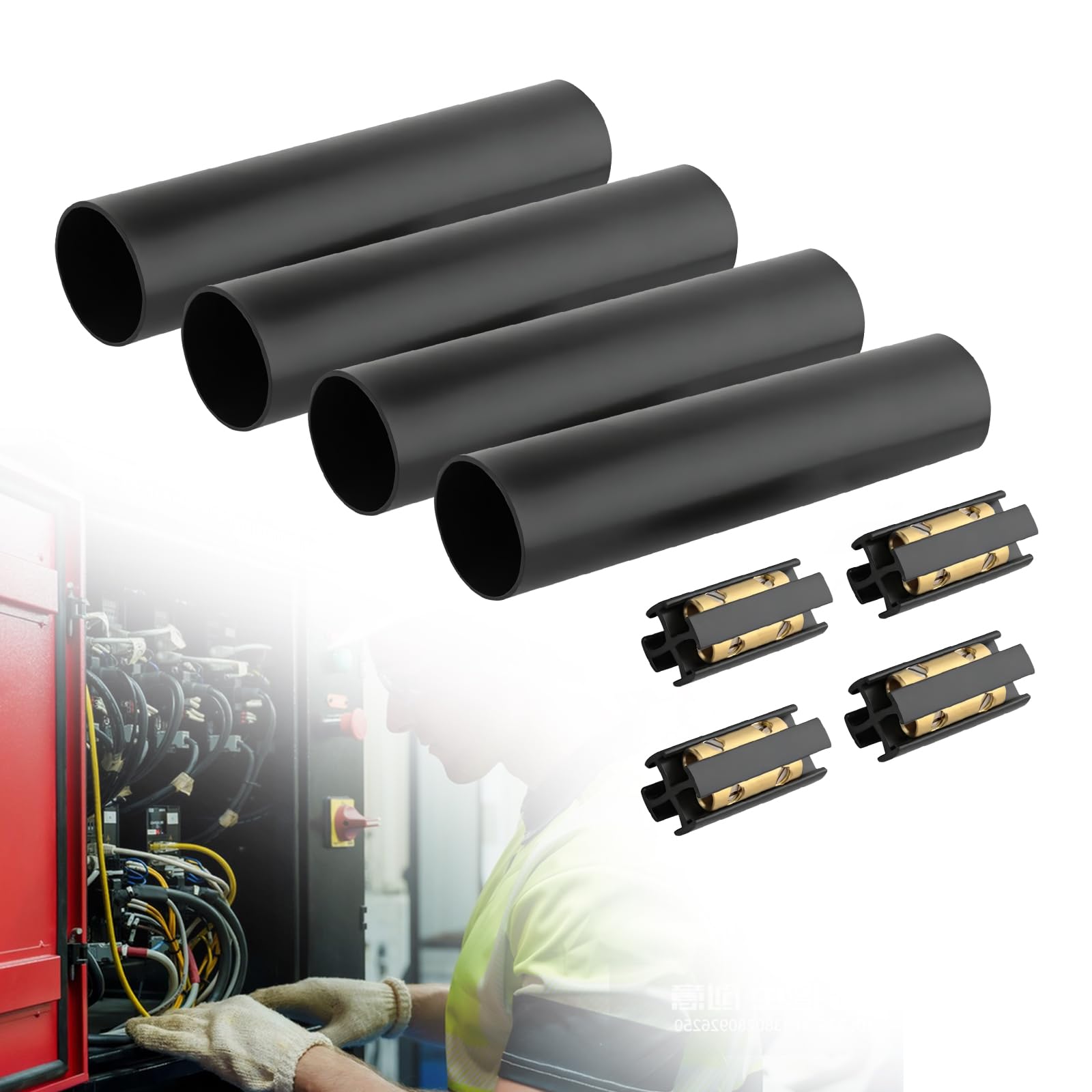 4 set di giunzioni sotterranee per cavi elettrici UF da 14/3 a 8/3, kit di connettori per cavi sotterranei max 600 V con connettori e tubo termorestringente