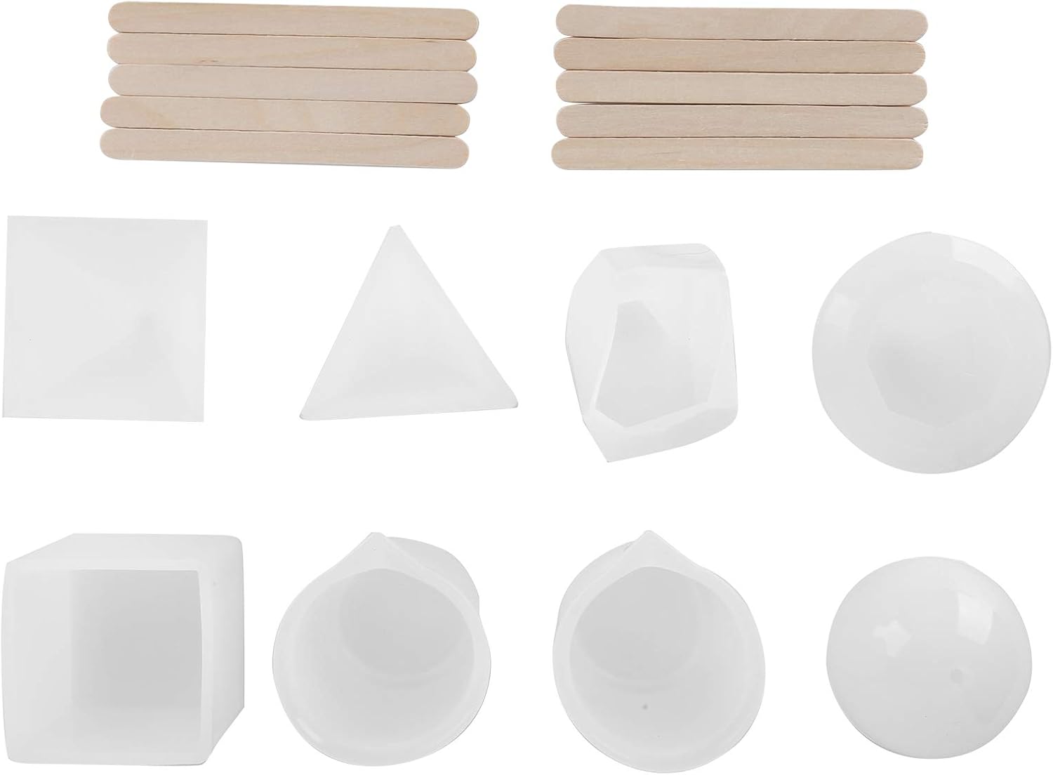 9pcs DIY Silicone Casting Crystal Kit, Silicone Jewelry Making Mold Set with Sticks for Resin Art, Collectibles and Craft Projects, Reusable Flexible Tray for Home Cr