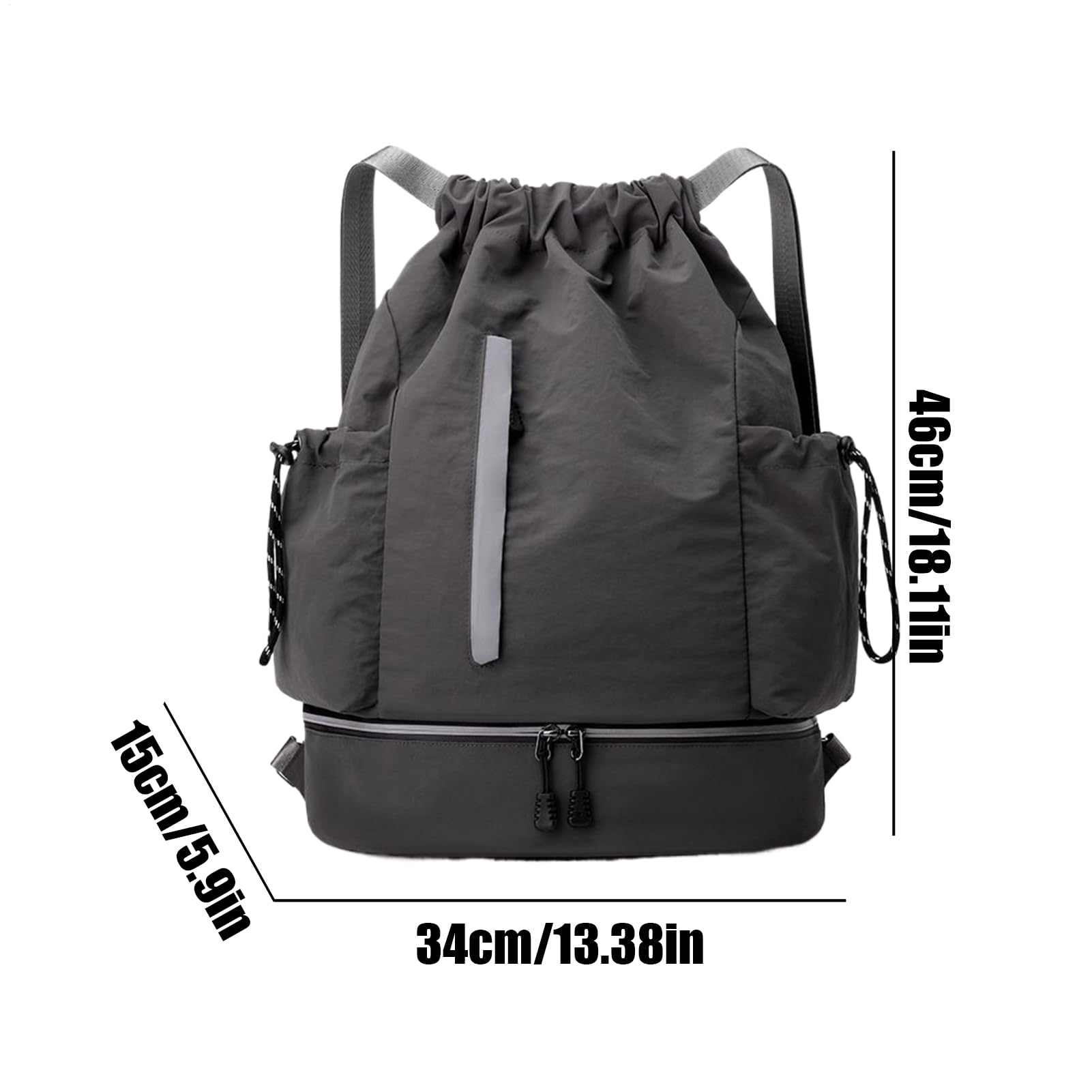 Rucksack mit Kordelzug, große Kapazität, Reiserucksäcke, wasserdichter Rucksack mit stabiler Kordel, ideal für Fitnessstudio, Fitness, Wandern, Basketball, Fußball, Picknick, Alltag, 46 x 34