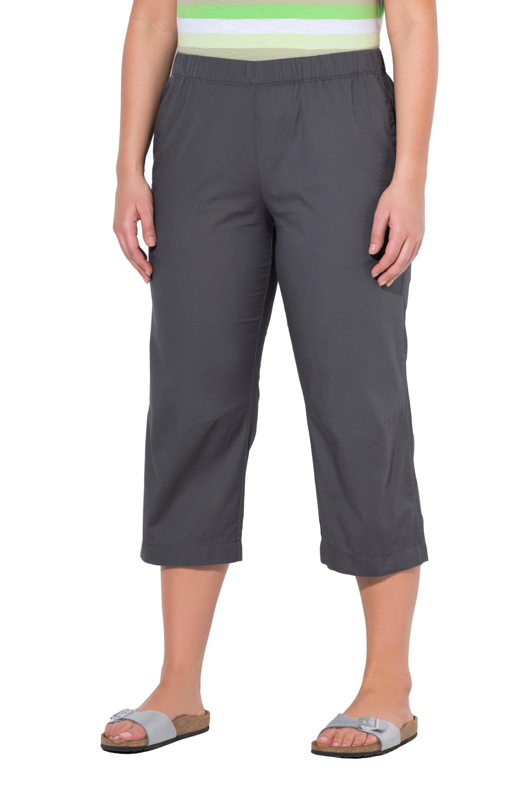 Ulla Popken Damen große Größen Übergrößen Plus Size 7/8-Chinohose Ruby, Elastikbund, weites, gerades Bein 807123