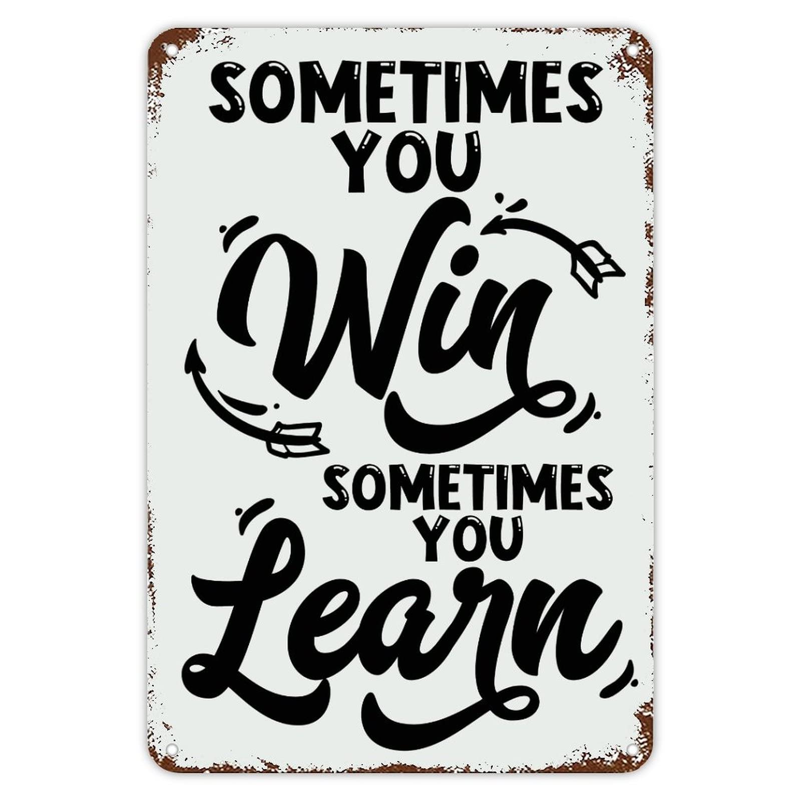 Guangpat First Day of School Signs sometimes You Win Sometimes You Learn Signs Welcome Back to School Metal Tin Sign Classroom Decor Retro School Signs for Kids Gifts for Student Teacher 12x8 Inch