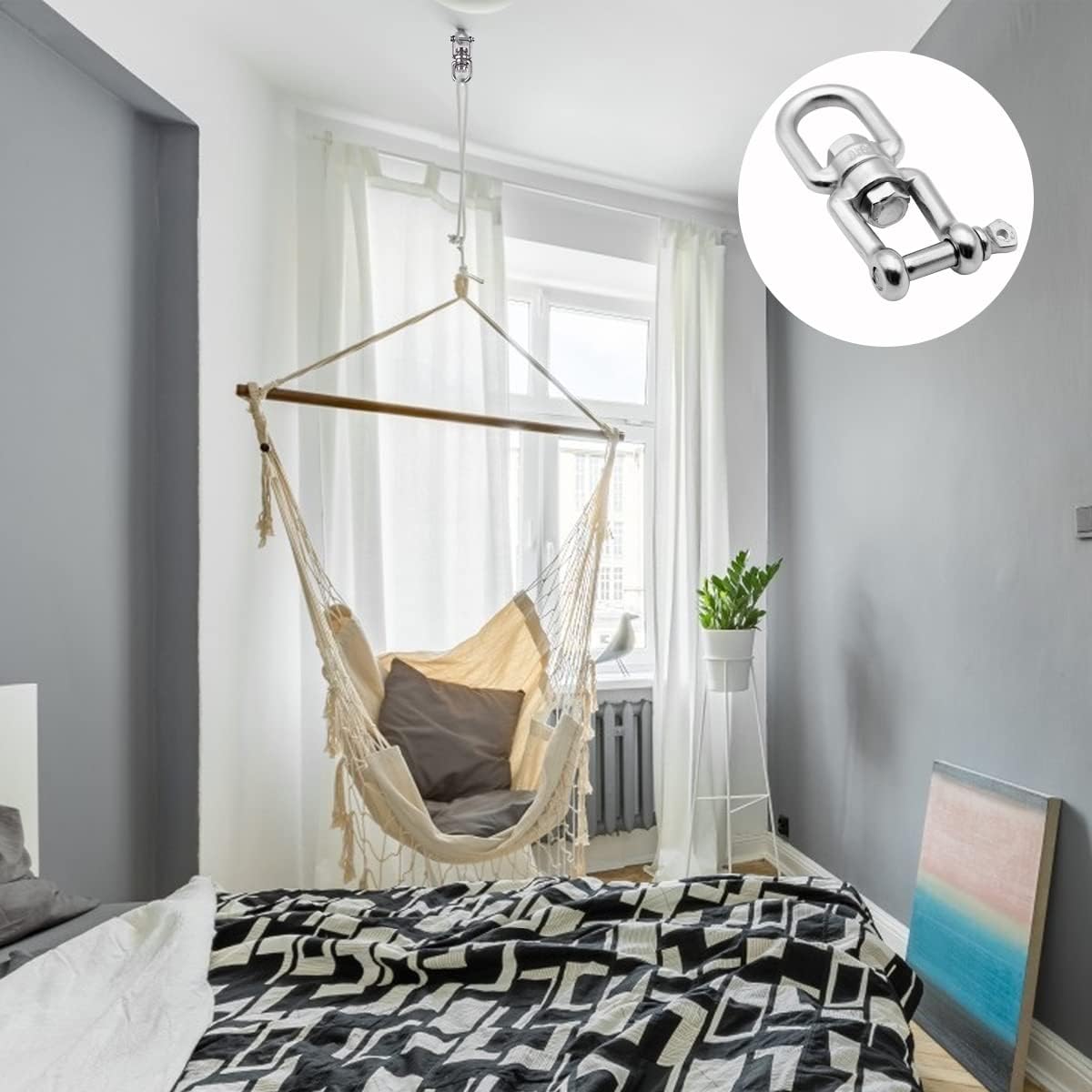 Abimars Swivel Ring Snap Rolling Shackle Device - Marine Grade Stainless Steel 316 Anchor Swivel Eye and Jaw -M8-2 pcs : Industrial & Scientific