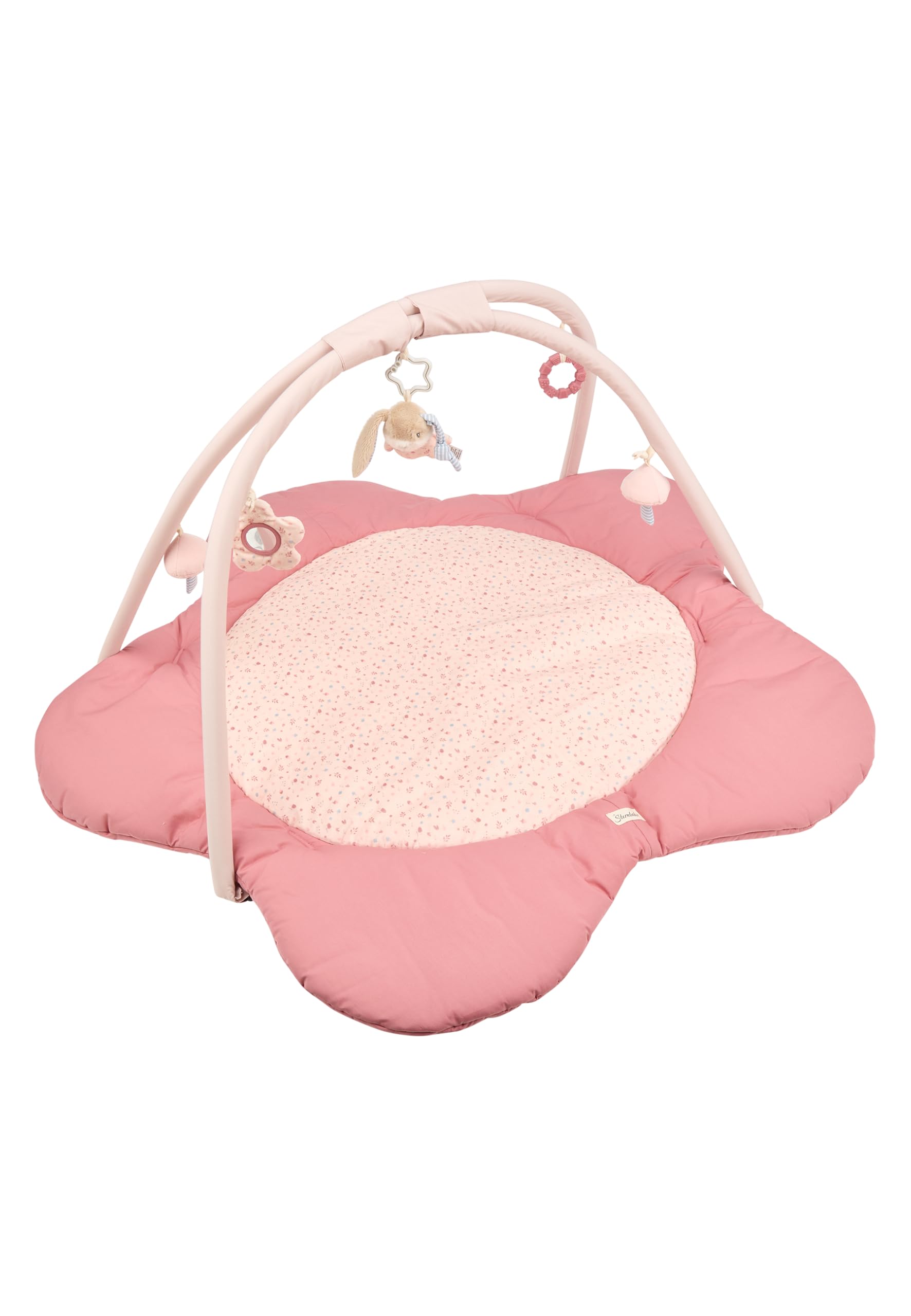 Sterntaler Spielbogen Hase Hanni 96x96cm - Motiv Spieldecke mit Bogen & abnehmbarem Spielzeug - wattierte Activity Decke für Mädchen mit Rassel, Beißring & Spiegel - Geschenk Idee, perlrosa