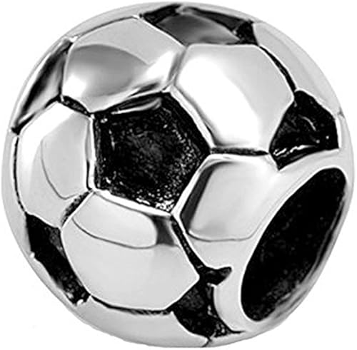 Dije de fútbol de plata de ley 925 para pulsera Pandora - Regalo de cumpleaños de pelota deportiva (B)
