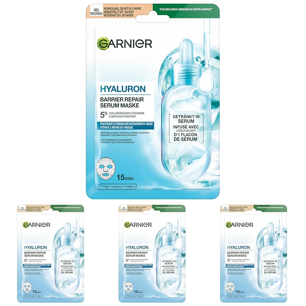 Garnier Hyaluron Barrier Repair Serum Maske (Packung mit 4)
