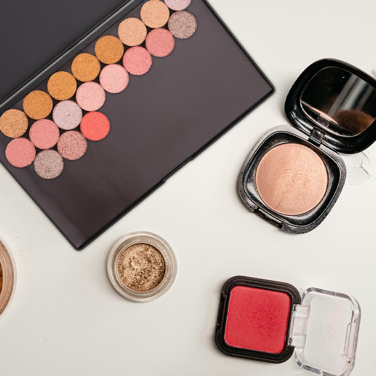 SHERCHPRY Palette Magnetica Nera Vuota per Ombretti 2 Pezzi in Abs Leggera e Resistente per Make Up On-the-go e Conservazione Cosmetici