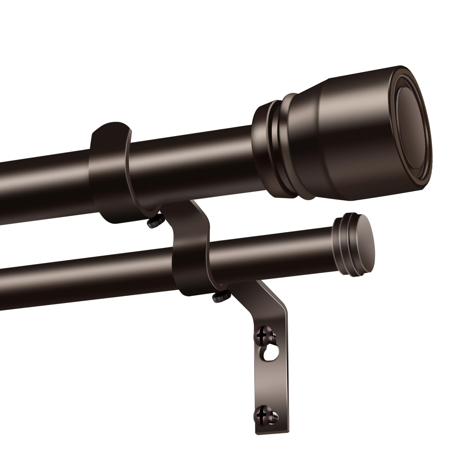 heavy duty double curtain rod 72-144 inch length, 1 inch adjustable brass double curtain rod with brackets, long double curtain rod for windows sliding door (bronze, 32-150", 1 pcs)