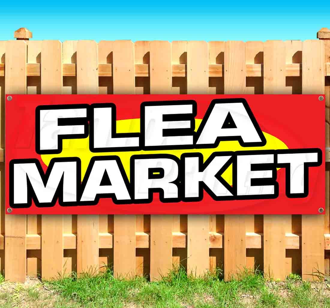 Flea Market Banner 13 oz | Non-Fabric | Heavy-Duty Vinyl Single-Sided With Metal Grommets