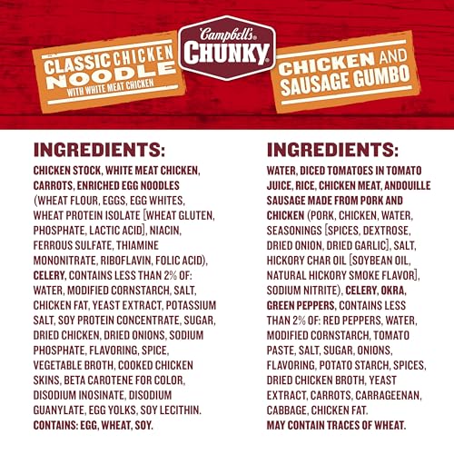 Image of Campbell's Chunky Soup, Classic Chicken Noodle Soup and Chicken and Sausage Gumbo Variety, 18.8 and 18.6 Oz Cans (Case of 6)
