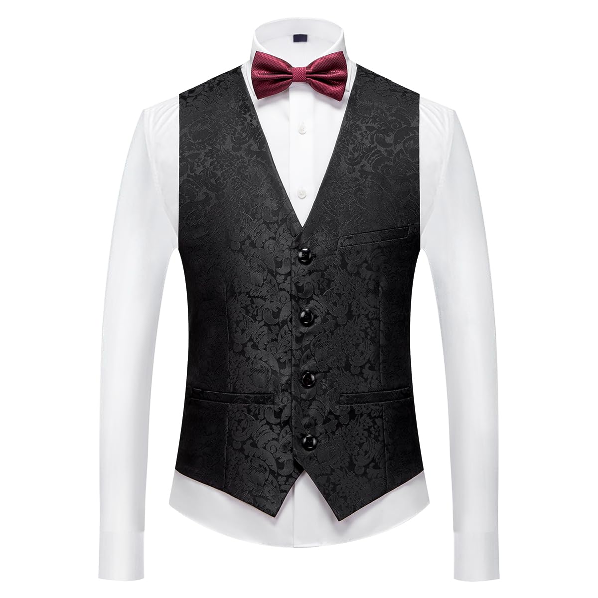 KUDORO Abito da Uomo 3 Pezzi Paisley Slim Fit Abiti da Sposa Abito Elegante Cerimonia Abito da Smoking Blazer Gilet Pantaloni