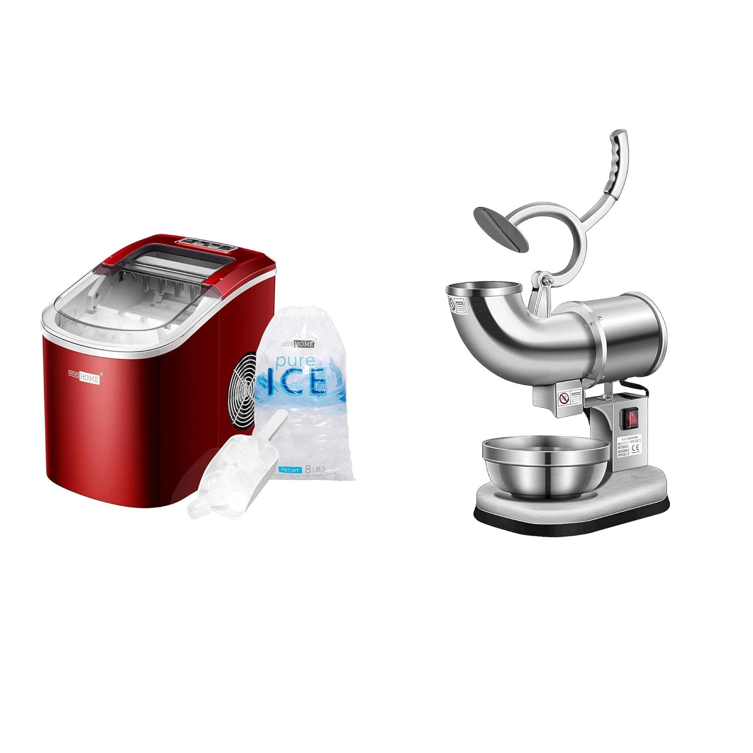 VIVOHOME Electric Portable Compact Countertop Automatic Ice Cube Maker Machine with Dual Blades Ice Crusher Shaver