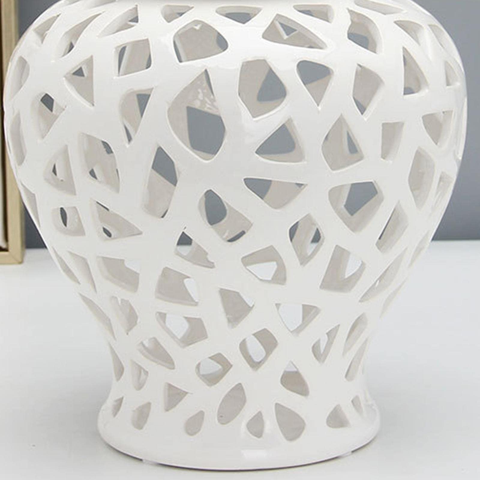 Zierde Für Wohnzimmer Weiße Vase 24Cm Mit Deckel