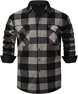 Mens Sherpa Lined Flannel Shirt Jacket Plaid Button Up Warm Jacket Coat for Men with Pocket 2025 Fashion Outfits
