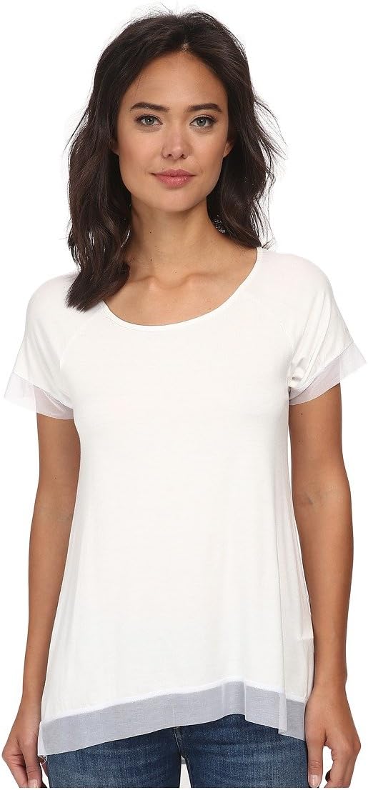 Christin Michaels Jersey Chiffon Tunic White Women's Blouse