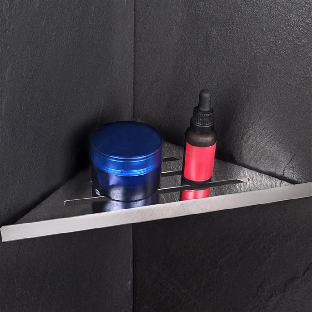 Estante de ducha esquinero de acero inoxidable montado en la pared con jabonera, soporte para champú y escurridor, estante de almacenamiento triangular a prueba de óxido para botellas de condimentos