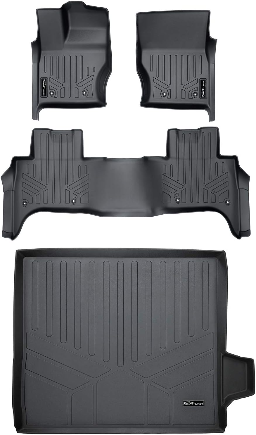 MAXLINER Floor Mats 2 Rows and Cargo Liner Trunk Set Black