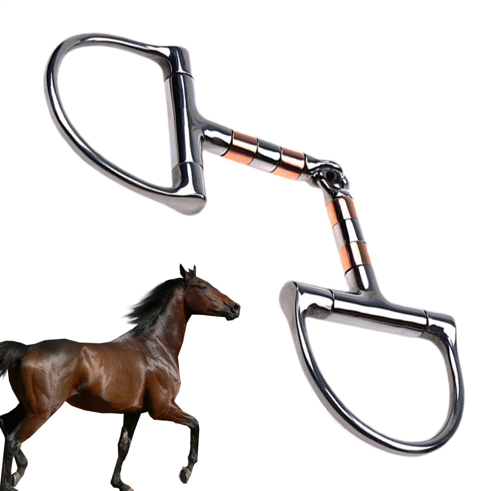 Pferdegebiss aus Edelstahl, Pferdegebiss aus Kupfer mit Rollenmaul, D-Ring-Trense mit Einzelgelenk-Design für, professionelles Pferdegebiss für Kontrolle, Komfort und Training