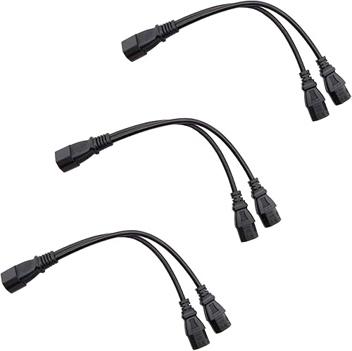 Paquete de 2 cables de alimentación para servidor UPS C14 a 2 x C13 Y Splitter Adaptador, 1 pie