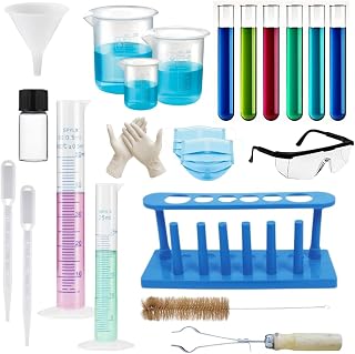 SPYLX Lab Experiment Kit – Test Tubes, Beakers, Vial, Measuring Cylinders, Droppers, Funnel & Complete Safety Gear Complet... Price In India