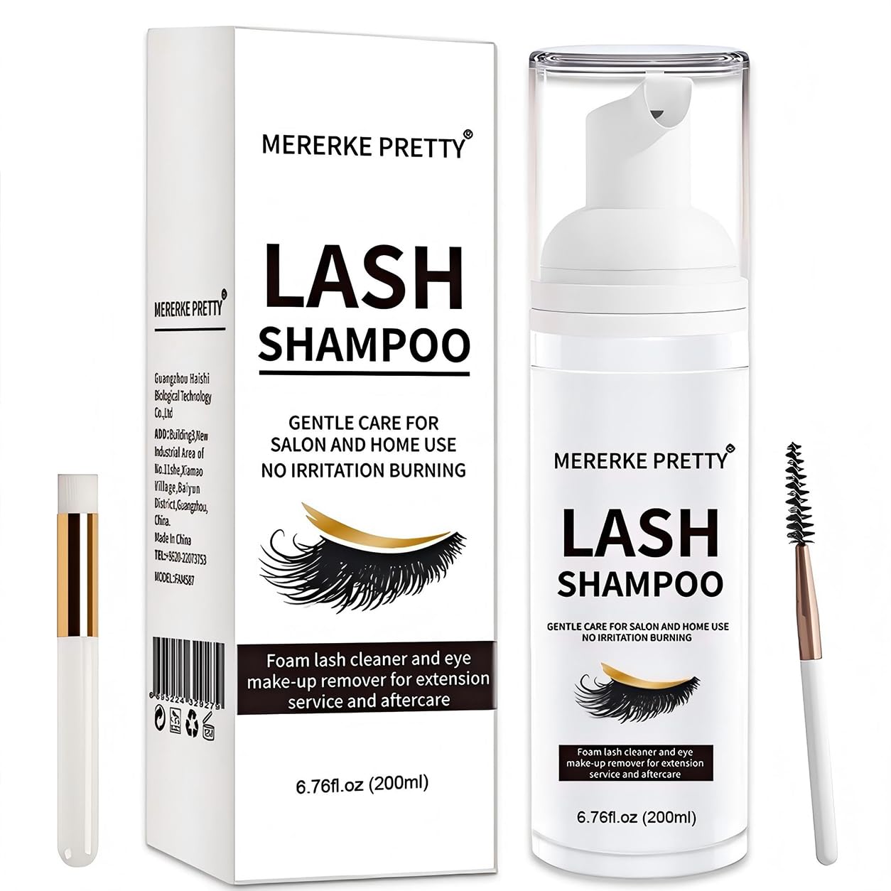 Mererke_Pretty Eyelash Extension Shampoo 200 ml + Brush - makeup remover | Mubboo