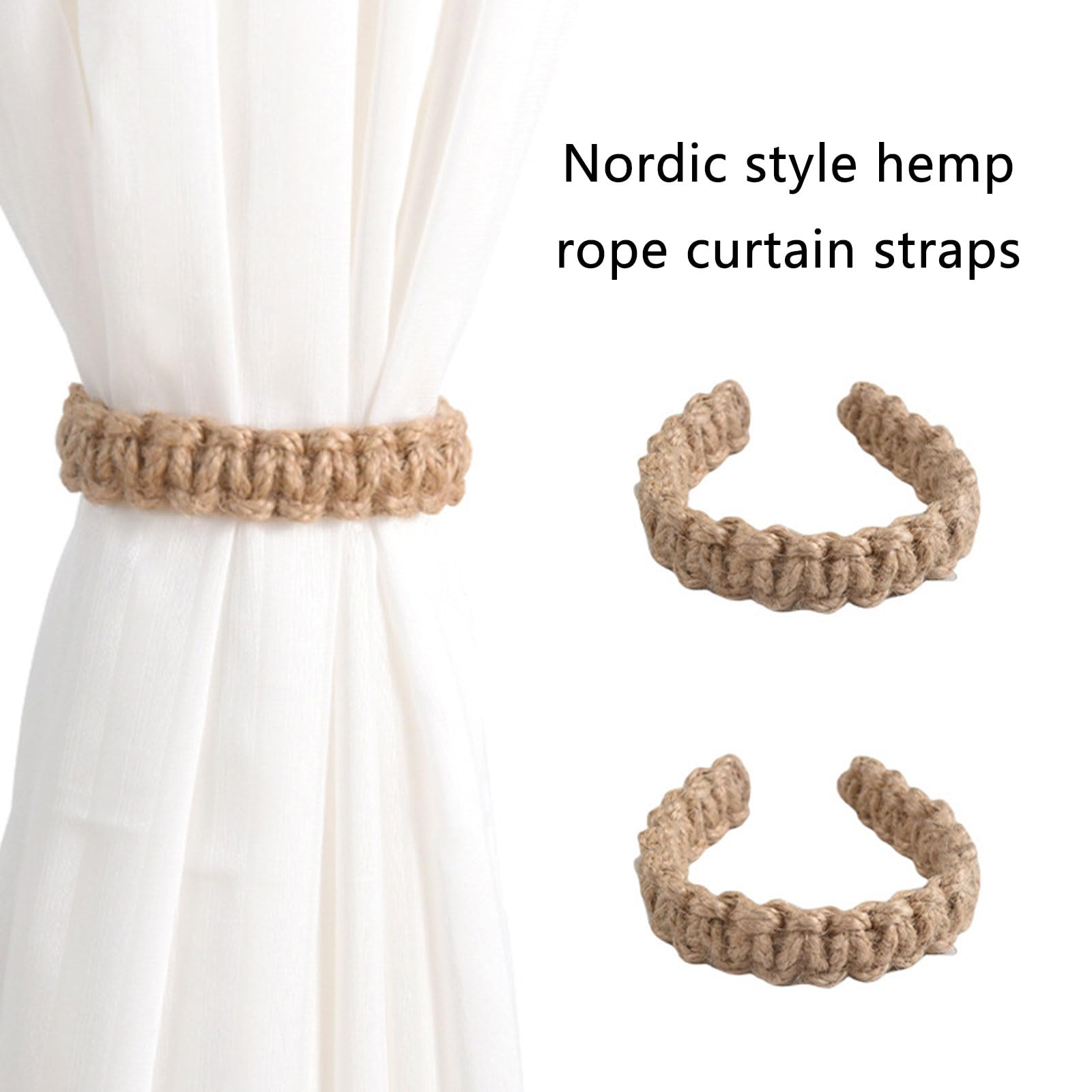 WARMTONE Fermatenda Bohémien In Corda Di Iuta Con Fiore In Legno – Set Da 4, Look Rustico E Naturale, Facili Da Usare, Per Tende Da Interno Ed Esterno, Regalo Shabby Chic