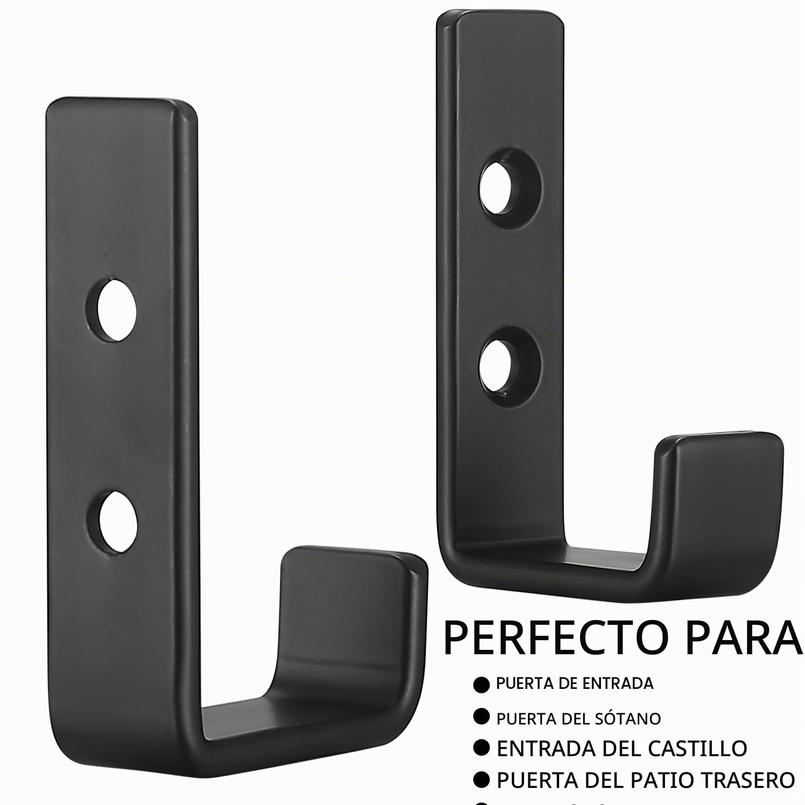 2pcs Ganchos Resistentes para Pared en Forma de J, Ganchos de Acero al carbono Negros Universales, Percheros, Ganchos para Abrigos,Soporte de Pared para Artículos Voluminosos (2) (2pcs)