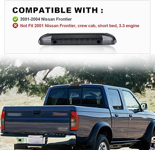 Miniatura 2 de Compatible con Nissan Frontier 2001-2004 LED tercera luz de freno, techo trasero central cromado, luces de estacionamiento de montaje alto