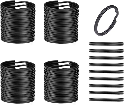 50 unidades de 30 mm de llaveros redondos de metal con anillas divididas, en negro, para llaves del hogar, coche, etiquetas de perro, oficina,