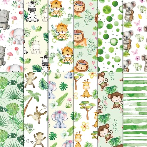 24 PCSの森林動物のスクラップブックのペーパーパッド、漫画のスクラップブッキングDIYの背景作りのための両面装飾紙